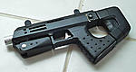 107Gun...hand made in china...obviously... 
 
this is NOT an airsoft gun...it's a bullpup mock up of a 22short